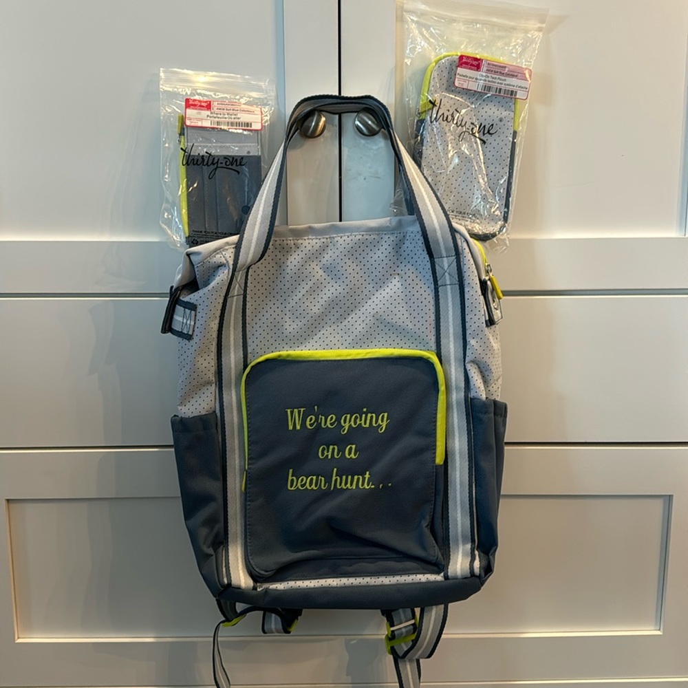 31 Day Away Backpack bundle with embroidered “We’re going on a bear hunt…”